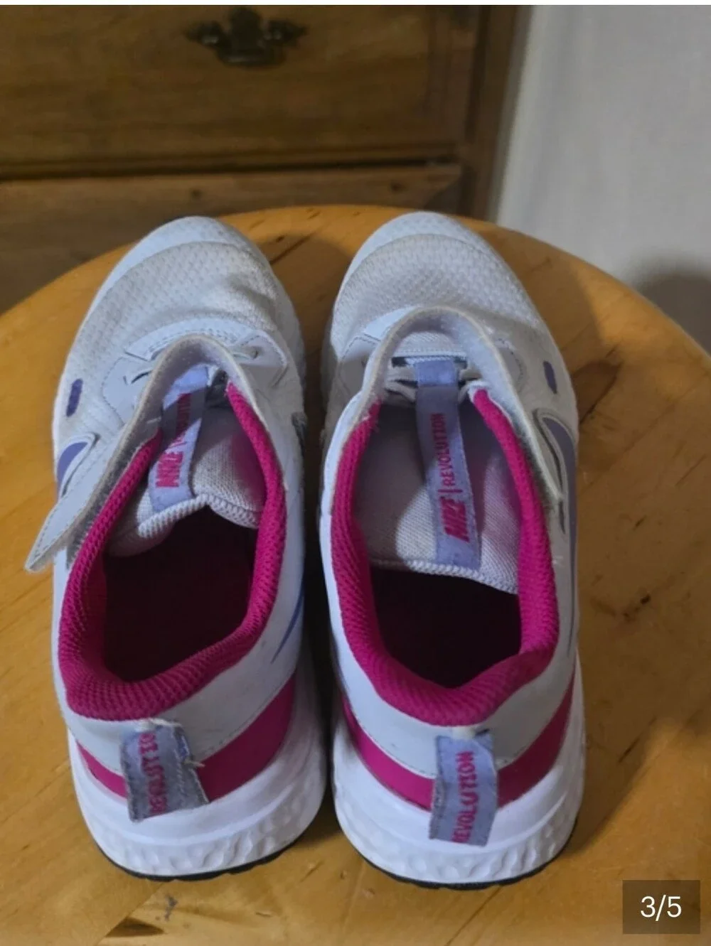 Nike Kids White & Purple Sneakers with Pink Lining - Picture 5 of 5
